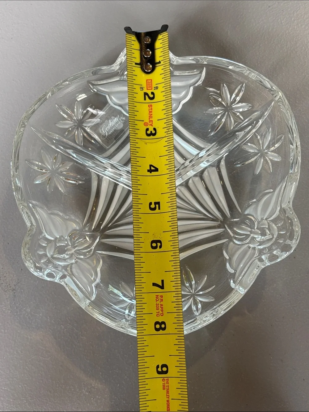 Gorham Angels of Peace Crystal 3-Part Divided Relish Dish Germany 8”